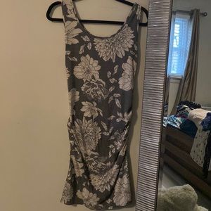 Gray Floral Maternity Dress